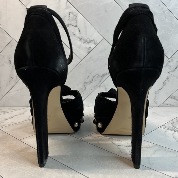 NWT Guess Los Angeles Womens Kenzie2 Black Suede Platform Heels Studded 8.5M - Picture 5 of 9